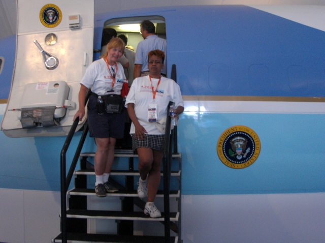 Me and a friend in front a replica of Air Force One